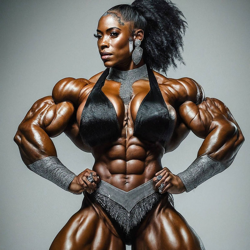 Muscle Goddess Female Bodybuilder, A.I. Art by Mister Squeezable