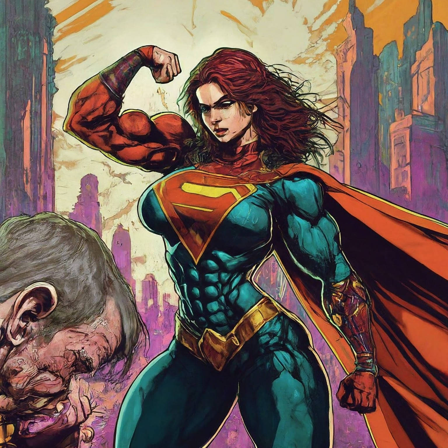 Muscle Goddess Super Heroine Female Bodybuilder, A.I. Art by Mister Squeezable