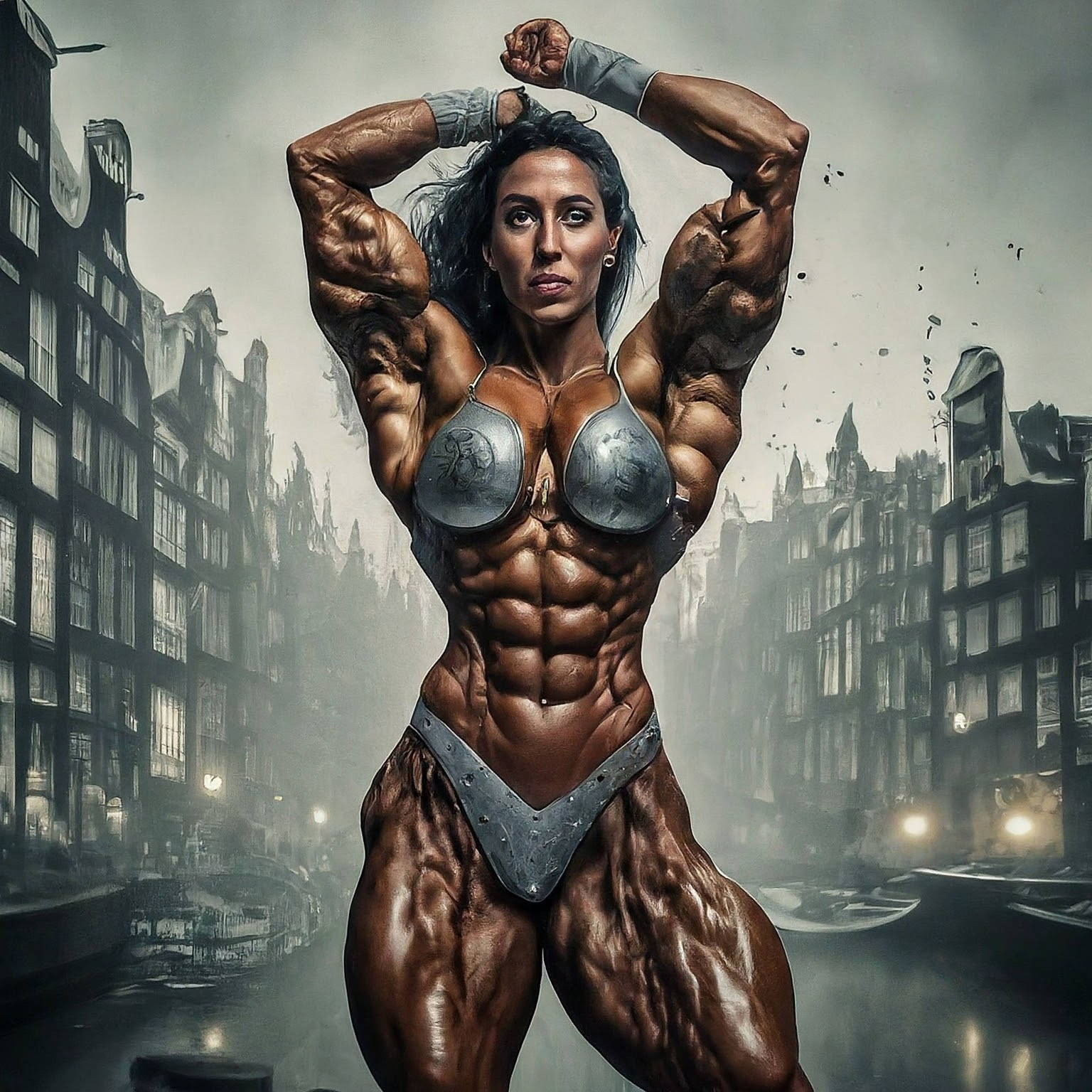Muscle Goddess Female Bodybuilder, A.I. Art by Mister Squeezable